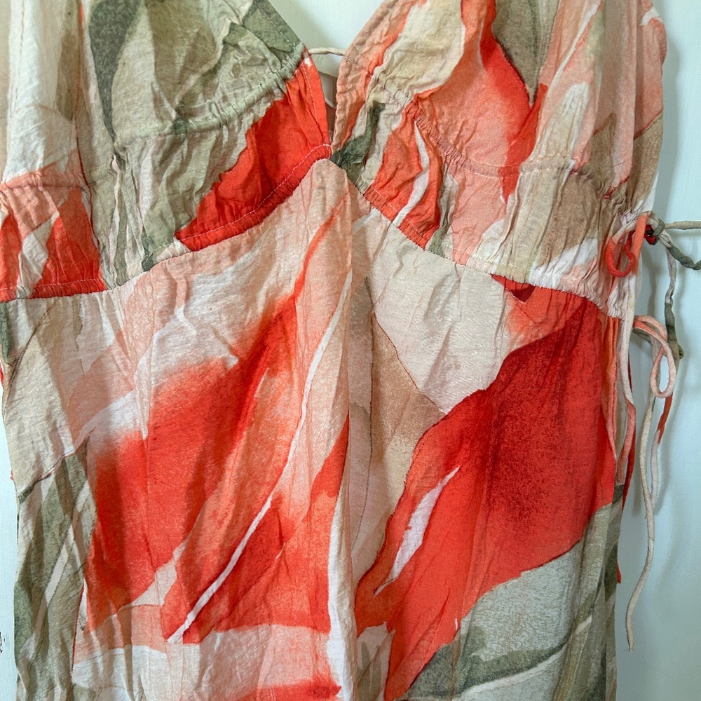 H&M A-Line Midi Spaghetti Strap Multicolor Draw S… - image 8